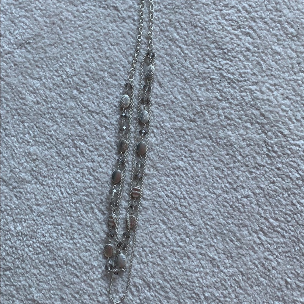 Silver necklace with crystal earrings